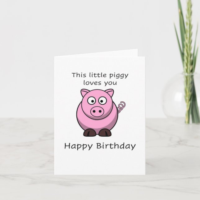 Kleine Ferkel, glücklicher Geburtstag Karte (Vorderseite)