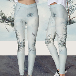 Kleine Fichten mit frischem Schnee bedeckt Leggings