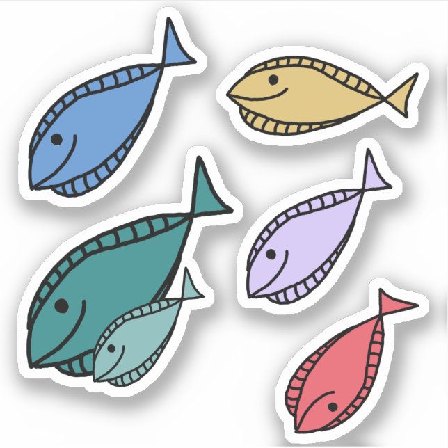 Kleine Fische farbenfroh und lustig Aufkleber (Vorderseite)
