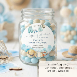 Kleine Fischer Wäscheleine Baby Shower Dankeschön Runder Aufkleber