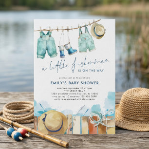 Kleine Fischer Wäscheleine Baby Shower Einladung