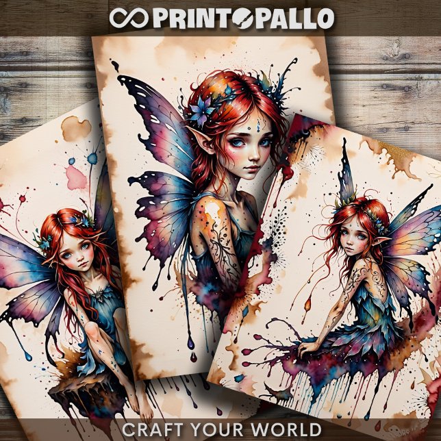 Kleine Flügelmärchen (Tinker Bell) in Aquarell - Geschenkpapier Set (Von Creator hochgeladen)