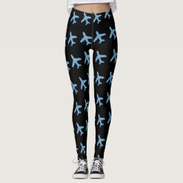Kleine Flugzeuge Leggings (schwarz)