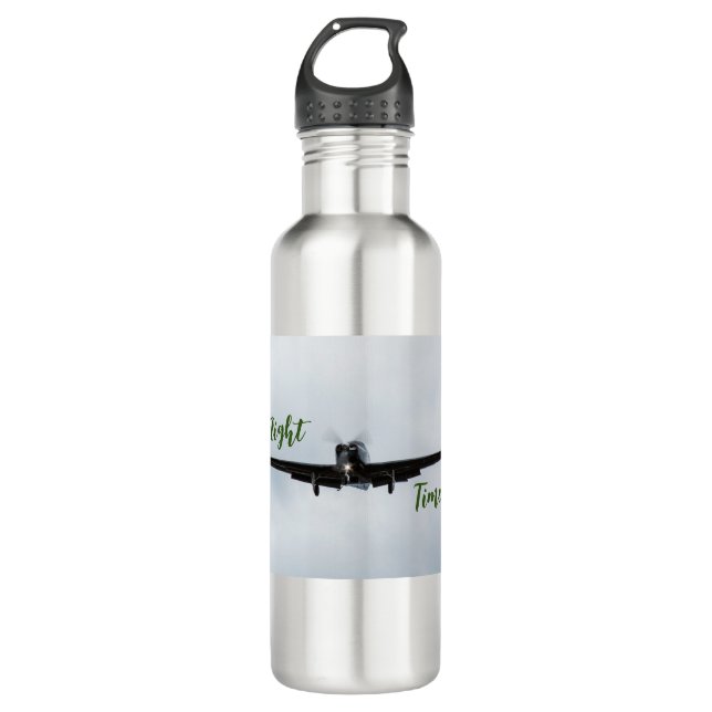 Kleine Flugzeuge mit grüner Flugzeit Edelstahlflasche (Vorderseite)