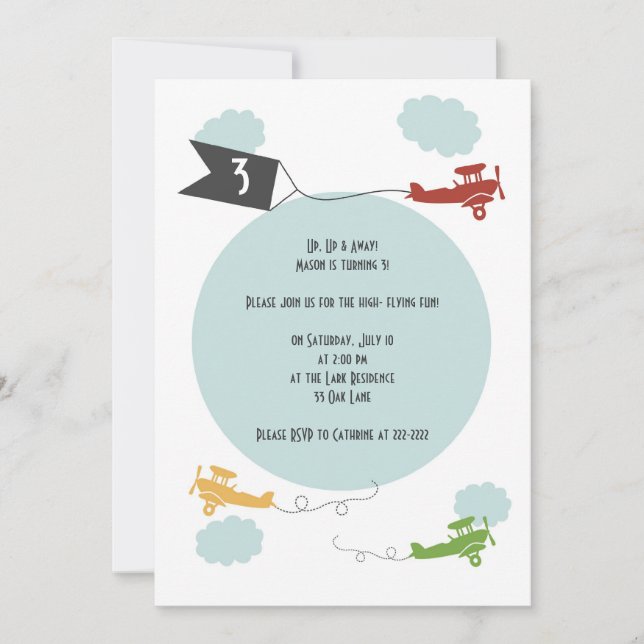 Kleine Flugzeuge zum Geburtstag Einladung (Vorderseite)