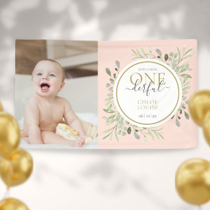 Kleine Fräulein ONEderful Pinker Erster Geburtstag Banner