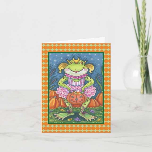 KLEINE FROG HOPPY HALLOWEEN NOTE CARD Verse Karte (Vorderseite)