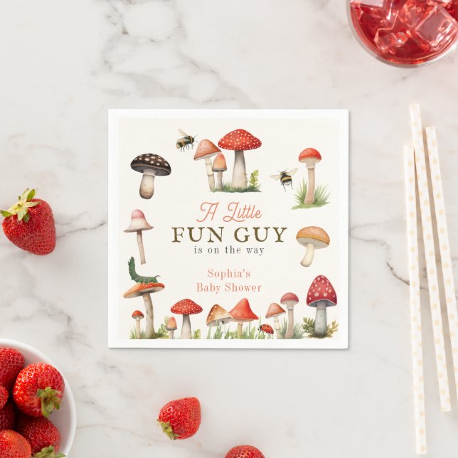 Kleine Fun Typ Mushroom Bee Boy Babydusche Serviette (Beispiel)