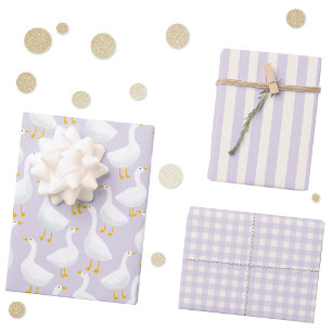 Kleine Gänse Lilac Lila Geschenkpapier Set