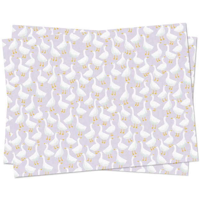 Kleine Gänse Lilac Lila Seidenpapier (Goose pattern geese pastel lilac purple tissue paper)
