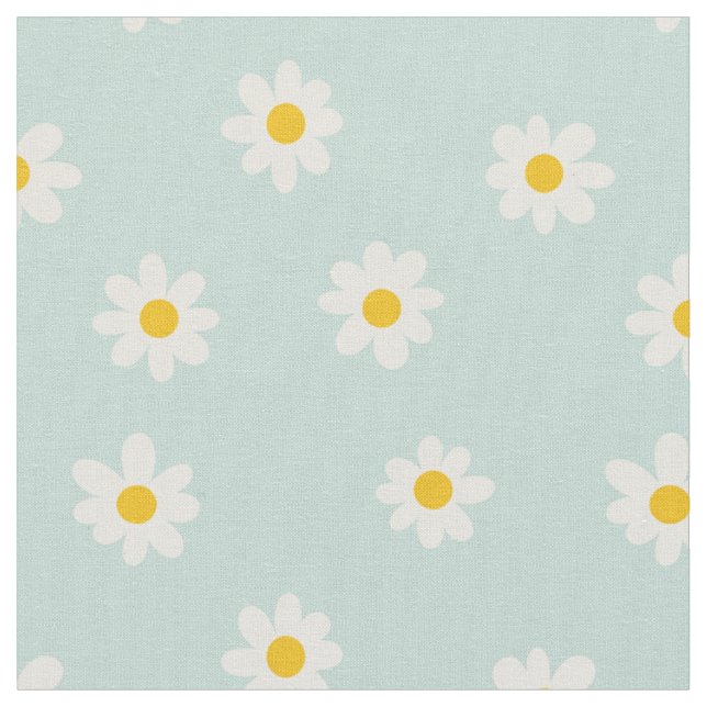 Kleine Gänseblümchen / sanftes Teal  Stoff (Nahaufnahme)