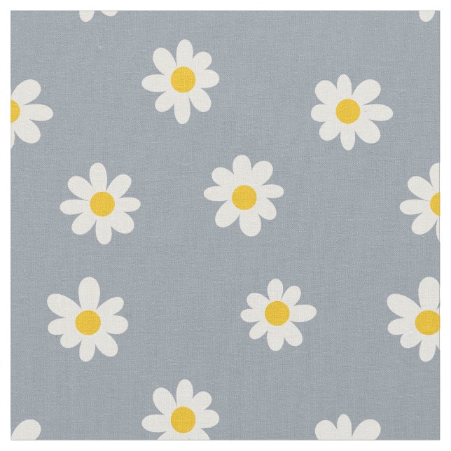 Kleine Gänseblümchen / staubgrau Stoff (Nahaufnahme)