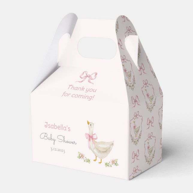 Kleine Gänsepink-Bow-Band-Babydusche Geschenkschachtel (Vorderseite)