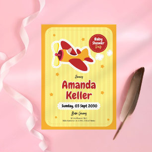 Kleine gelbe Babydusche Einladung