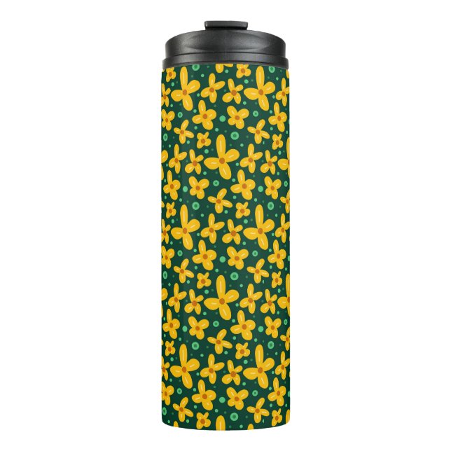 Kleine gelbe Blumen Thermosbecher (Vorderseite)