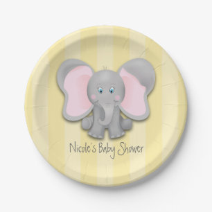 Kleine gelbe Elefant-Baby-Party Pappteller