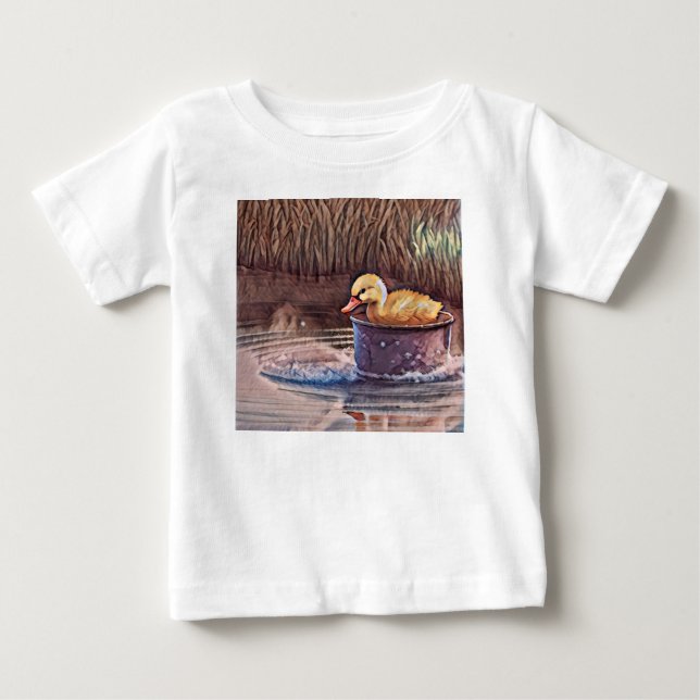 Kleine gelbe Entenpiele in Eimer Baby T-shirt (Vorderseite)