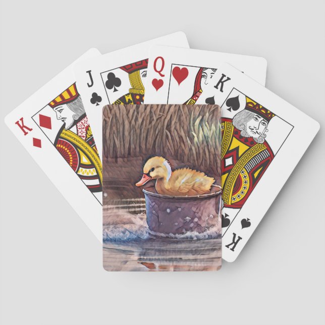 Kleine gelbe Entenpiele in Eimer Spielkarten (Rückseite)