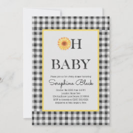 Kleine gelbe und schwarze Sommer-Picnic-Babydusche Einladung