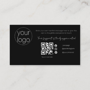 Kleine Geschäft-Logo-Dankeschön-QR-Karte Schwarz Visitenkarte