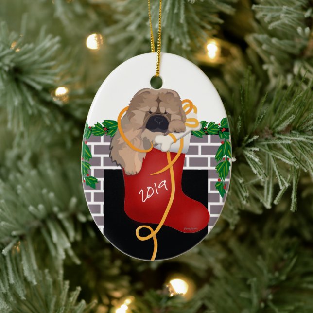 KLEINE GESCHENK 2019 Chow Welpenverzierung Keramik Ornament (Baum)