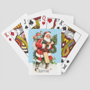 Kleine Geschenk hinzufügen Name Weihnachtsmann im  Spielkarten