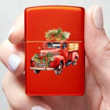 Kleine Geschenk Lieferwagen LKW & Baum auf rotem G