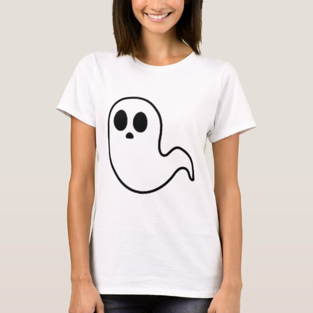 Kleine Ghost subtile Halloween Fall Minimal Spooky T-Shirt (Vorderseite)