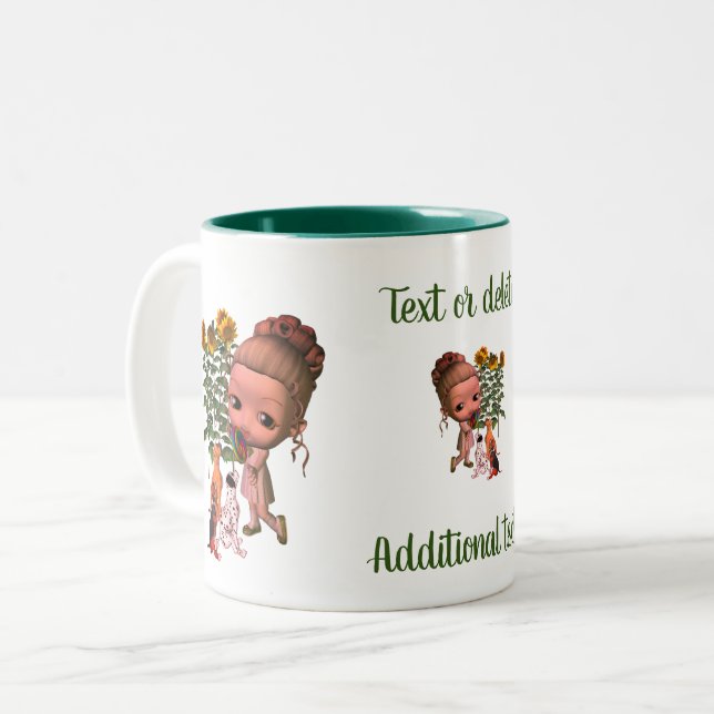 Kleine Girl-Welpen Niedlich Personalisiert Zweifarbige Tasse (Vorderseite Links)