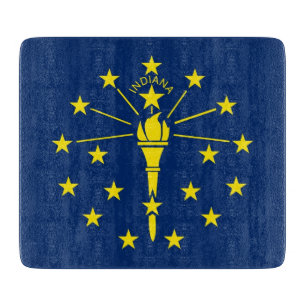 Kleine Glas-Schneidbrett mit Flagge von Indiana Schneidebrett