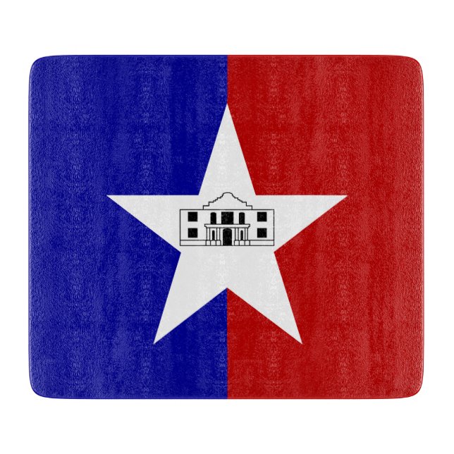 Kleine Glasschneidplatte - Flagge von San Antonio Schneidebrett (Vorderseite)