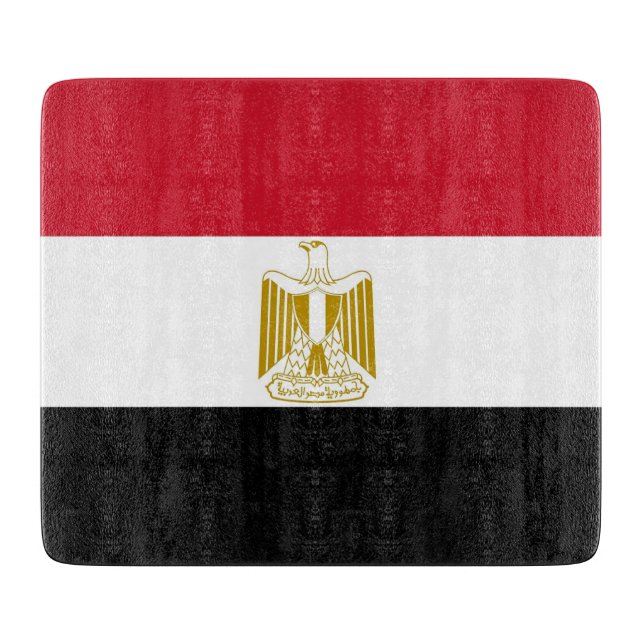 Kleine Glasschneidplatte mit ägyptischer Flagge Schneidebrett (Vorderseite)