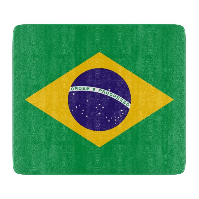 Kleine Glasschneidplatte mit brasilianischer Flagg Schneidebrett (Vorderseite)
