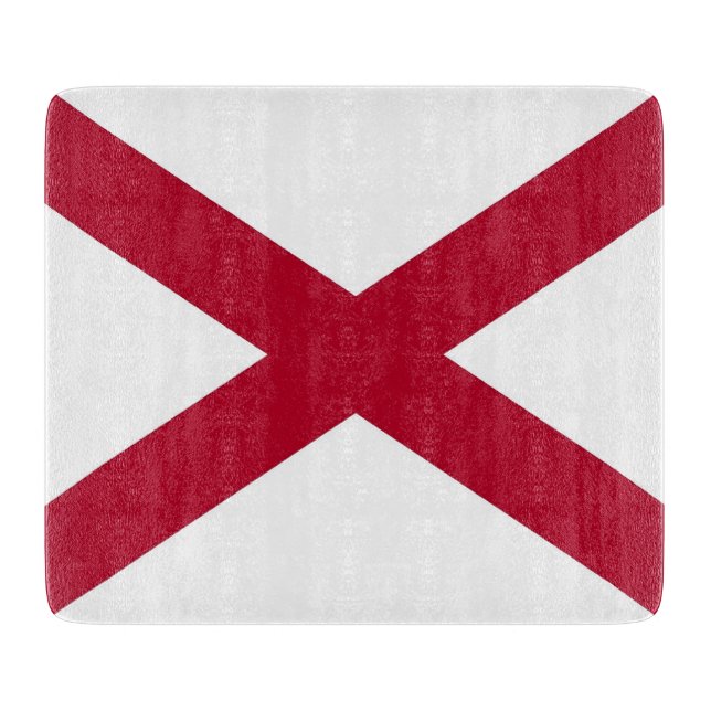 Kleine Glasschneidplatte mit der Flagge von Alabam Schneidebrett (Vorderseite)