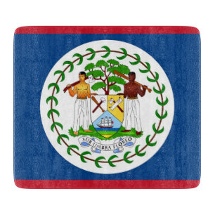 Kleine Glasschneidplatte mit der Flagge von Belize Schneidebrett