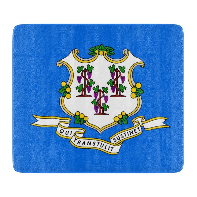 Kleine Glasschneidplatte mit der Flagge von Connec Schneidebrett (Vorderseite)