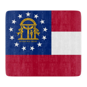 Kleine Glasschneidplatte mit georgischer Flagge Schneidebrett
