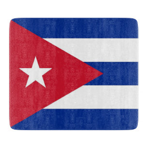 Kleine Glasschneidplatte mit kubanischer Flagge Schneidebrett