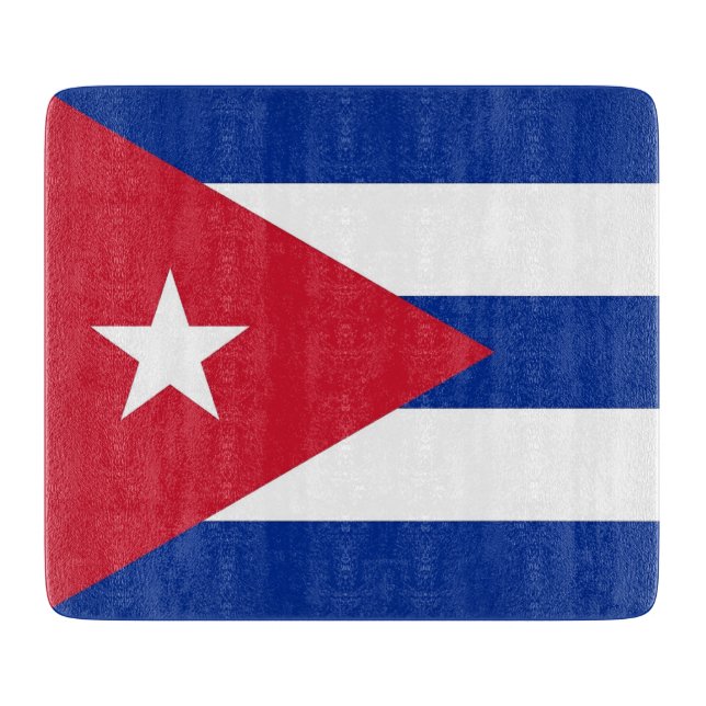 Kleine Glasschneidplatte mit kubanischer Flagge Schneidebrett (Vorderseite)