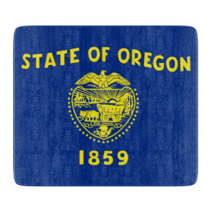 Kleine Glasschneidplatte mit Oregon-Flagge Schneidebrett