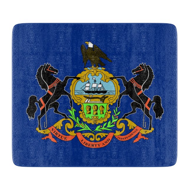 Kleine Glasschneidplatte mit Pennsylvania-Flagge Schneidebrett (Vorderseite)