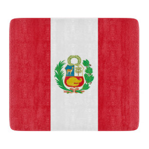 Kleine Glasschneidplatte mit Peru-Flagge Schneidebrett