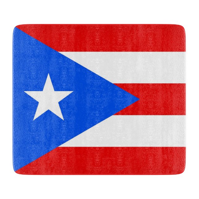 Kleine Glasschneidplatte mit Puerto Rico-Flagge Schneidebrett (Vorderseite)