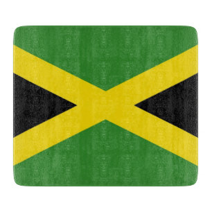 Kleine Glasschneidtafel mit der Flagge Jamaikas Schneidebrett