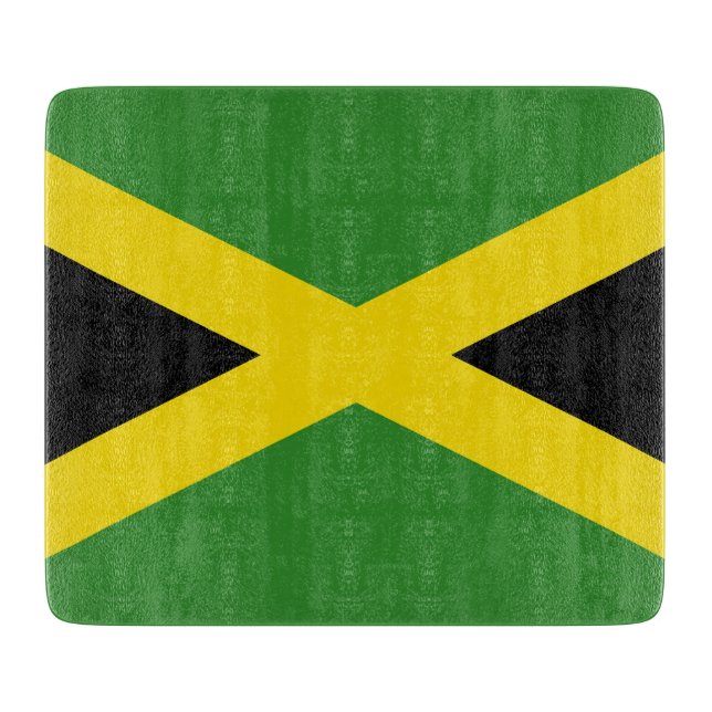 Kleine Glasschneidtafel mit der Flagge Jamaikas Schneidebrett (Vorderseite)