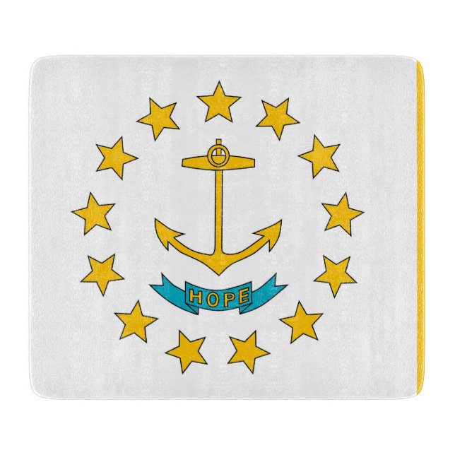 Kleine Glasschneidtafel unter der Flagge von Rhode Schneidebrett (Vorderseite)