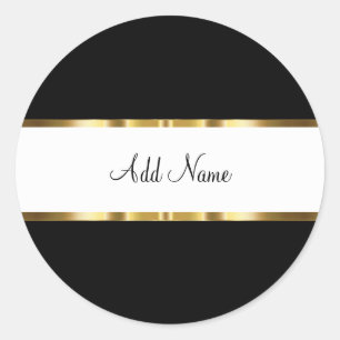 Kleine Gold-Schwarz-Weiß-Monogramm-Aufkleber Runder Aufkleber