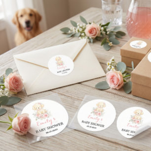 Kleine goldene Mädchen-Baby-Party-Retriever-Welpe Runder Aufkleber
