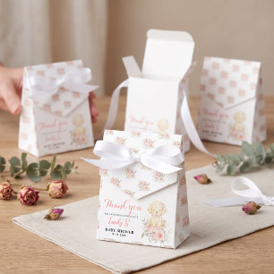 Kleine goldene Mädchen-Babyparty-Hundewelpe-Blumen Geschenkschachtel