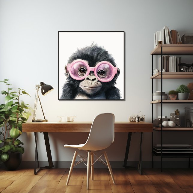 Kleine Gorilla mit rosa Brillenposter Poster (Von Creator hochgeladen)